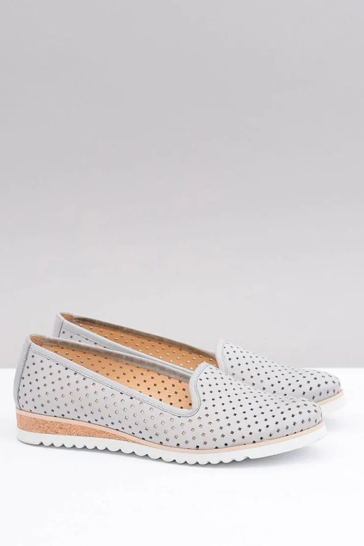 Boto Skórzane Szare Polskie Baleriny Lordsy Gabi