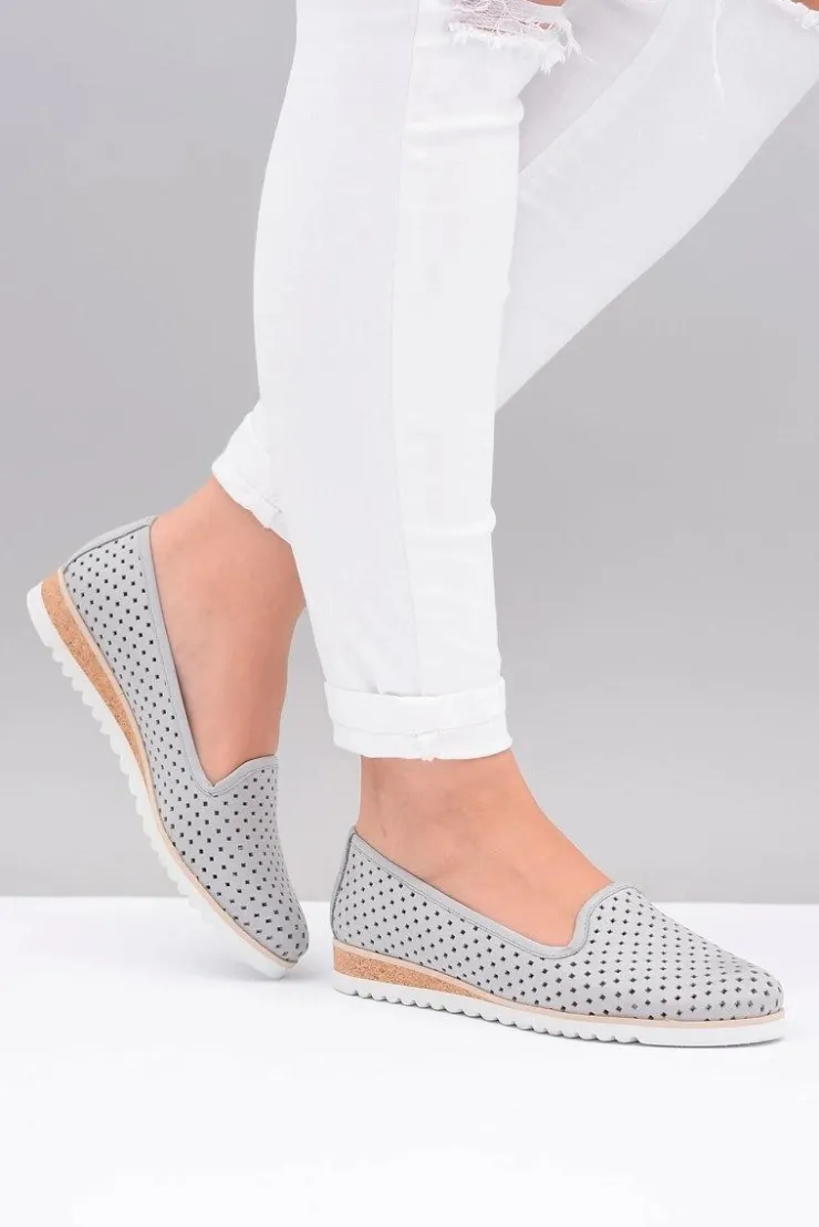 Boto Skórzane Szare Polskie Baleriny Lordsy Gabi