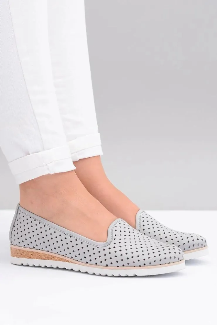 Boto Skórzane Szare Polskie Baleriny Lordsy Gabi