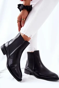 Online Laura Messi Skórzane Sztyblety Czarne 2353