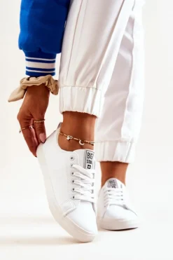 Damskie Big Star Shoes Skórzane Tenisówki Big Star JJ274311 Białe