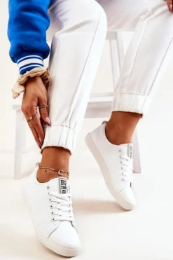 Damskie Big Star Shoes Skórzane Tenisówki Big Star JJ274311 Białe