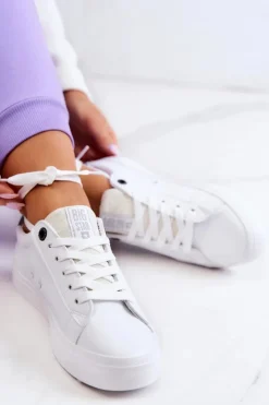 Outlet Big Star Shoes Skórzane Tenisówki Gwiazda Big Star JJ274240 Białe