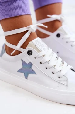 Outlet Big Star Shoes Skórzane Tenisówki Gwiazda Big Star JJ274240 Białe