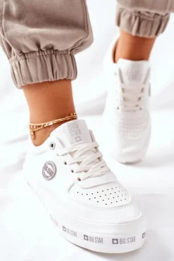 Discount Big Star Shoes Skórzane Tenisówki Na Platformie BIG STAR II274075 Białe