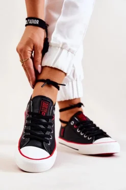 Damskie Big Star Shoes Skórzane Trampki BIG STAR JJ274129 Czarne