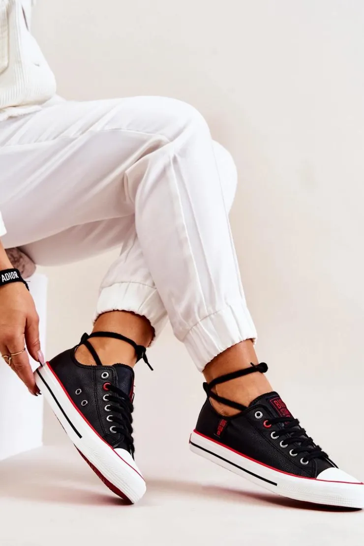 Damskie Big Star Shoes Skórzane Trampki BIG STAR JJ274129 Czarne