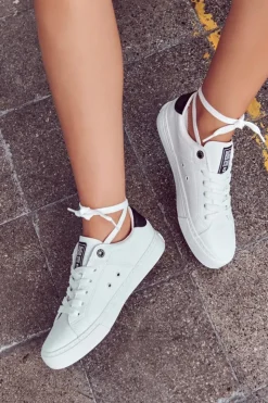 Big Star Shoes Trampki Damskie Big Star|Trampki Damskie Niskie*Skórzane Trampki Big Star JJ274211 Białe Biały