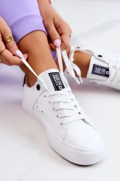 Big Star Shoes Trampki Damskie Big Star|Trampki Damskie Niskie*Skórzane Trampki Big Star JJ274211 Białe Biały