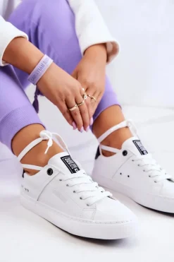 Big Star Shoes Trampki Damskie Big Star|Trampki Damskie Niskie*Skórzane Trampki Big Star JJ274211 Białe Biały