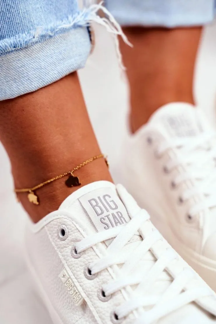 Damskie Big Star Shoes Skórzane Trampki Damskie Big Star Białe GG274098