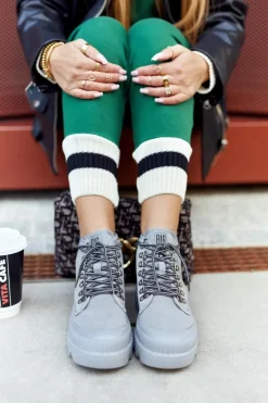 Best Big Star Shoes Skórzane Trapery Botki Big Star II274365 Szare