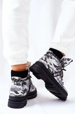 Big Star Shoes Damskie Trapery|Botki Skórzane*Skórzane Trapery Botki Big Star II274368 Moro Czarne