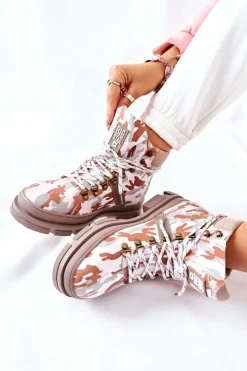 Big Star Shoes Damskie Trapery|Botki Skórzane*Skórzane Trapery Botki Big Star II274369 Moro Szare