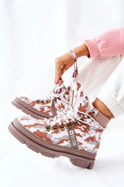 Big Star Shoes Damskie Trapery|Botki Skórzane*Skórzane Trapery Botki Big Star II274369 Moro Szare