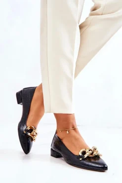 Boto Czółenka Na Słupku|Czółenka Klasyczne*Skórzane Wężowe Czółenka Czarne Elissabeth Zielony