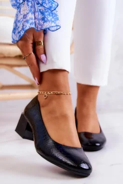 New Buty Sergio Leone Skórzane Wężowe Czółenka Czarne Mesquite