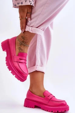 Hot Boto Skórzane Wsuwane Mokasyny Na Platformie Różowe Riverside