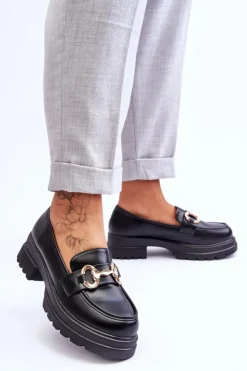 Damskie Boto Skórzane Wsuwane Mokasyny Damskie Czarne Albie