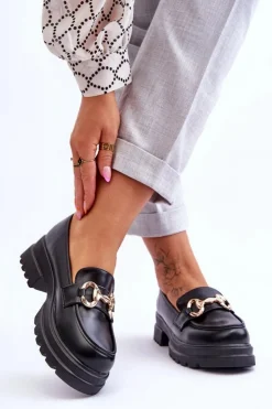 Damskie Boto Skórzane Wsuwane Mokasyny Damskie Czarne Albie