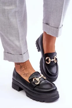 Damskie Boto Skórzane Wsuwane Mokasyny Damskie Czarne Albie