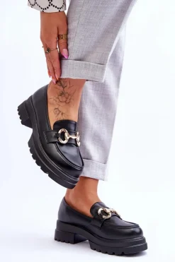 Damskie Boto Skórzane Wsuwane Mokasyny Damskie Czarne Albie