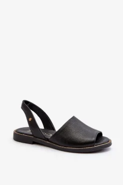 Zazoo Sandały Płaskie*Skórzane Wsuwane Sandały Czarne Lemar Alivia Czarny