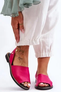 Damskie Zazoo Skórzane Wsuwane Sandały Fuksja Lemar Alivia