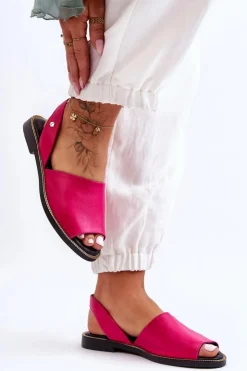 Damskie Zazoo Skórzane Wsuwane Sandały Fuksja Lemar Alivia