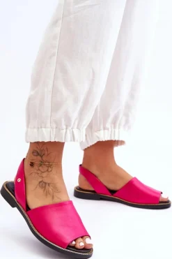 Damskie Zazoo Skórzane Wsuwane Sandały Fuksja Lemar Alivia