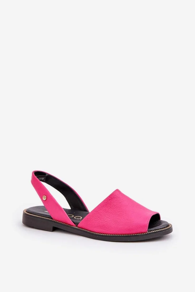 Outlet Zazoo Skórzane Wsuwane Sandały 40327 Fuksja Różowy