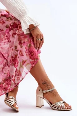 Clearance Maciejka Skórzane Wygodne Sandały 06025-25 Złote