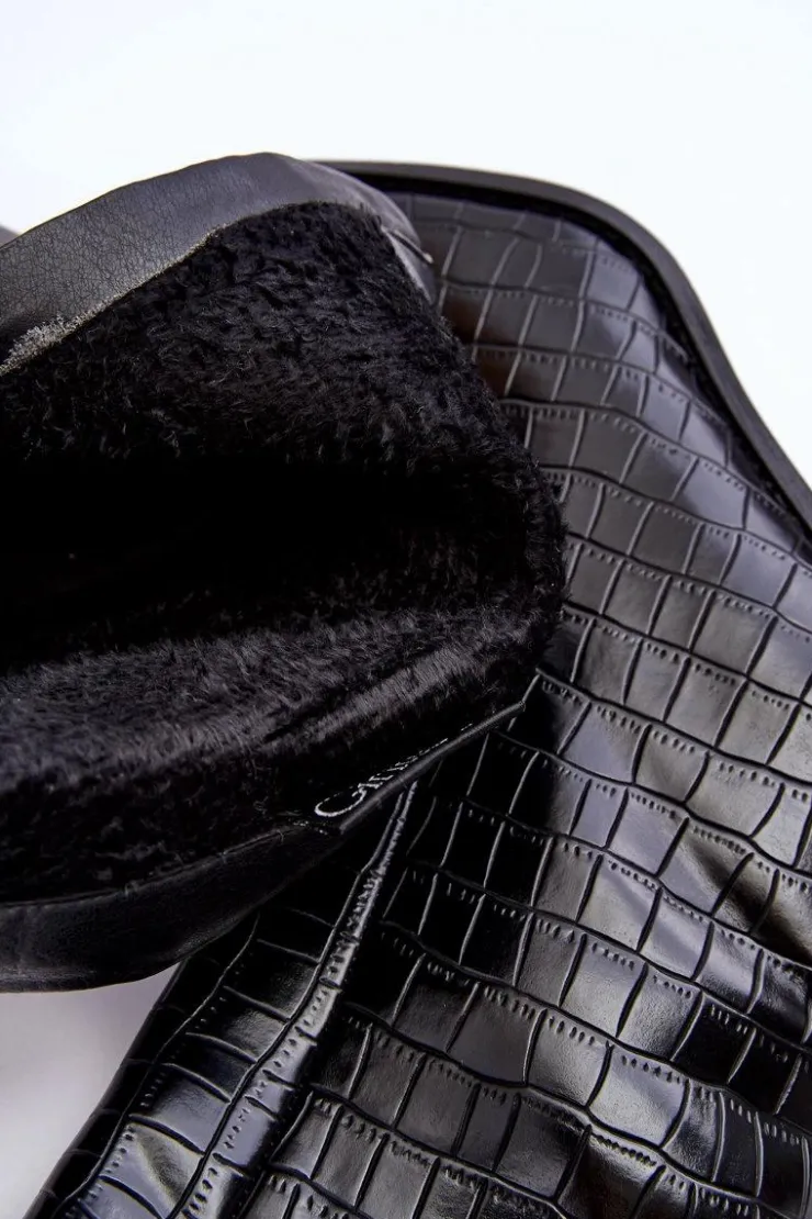 Online Boto Skórzane Wysokie Botki Wężowy Wzór Czarne Kornell