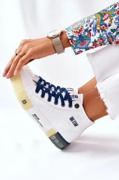 Online Big Star Shoes Skórzane Wysokie Trampki Big Star II274137 Białe