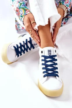 Online Big Star Shoes Skórzane Wysokie Trampki Big Star II274137 Białe