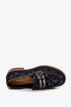 Sale D&A Skórzane Zamszowe Mokasyny Damskie Z Ozdobnym Detalem MR52-178 Czarne