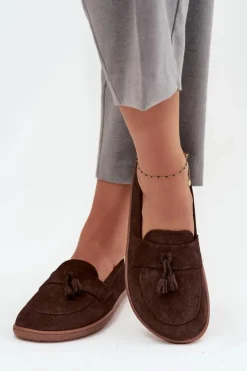 Zazoo Mokasyny Damskie Zamszowe|Barefoot*Skórzane Zamszowe Mokasyny Typu Barefoot 322 Czekoladowe Brązowy