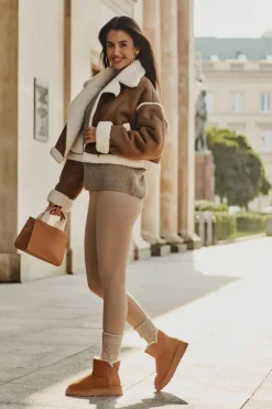 Buty damskie Vinceza Śniegowce Damskie*Skórzane Zamszowe Śniegowce Z Futerkiem Vinceza 97951 Camel Brązowy