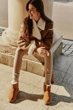 Buty damskie Vinceza Śniegowce Damskie*Skórzane Zamszowe Śniegowce Z Futerkiem Vinceza 97951 Camel Brązowy