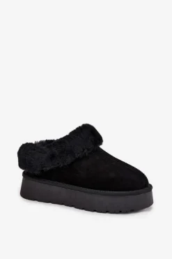 Damskie Boto Skórzane Zamszowe Śniegowce Damskie Z Futerkiem Czarne Mivelle