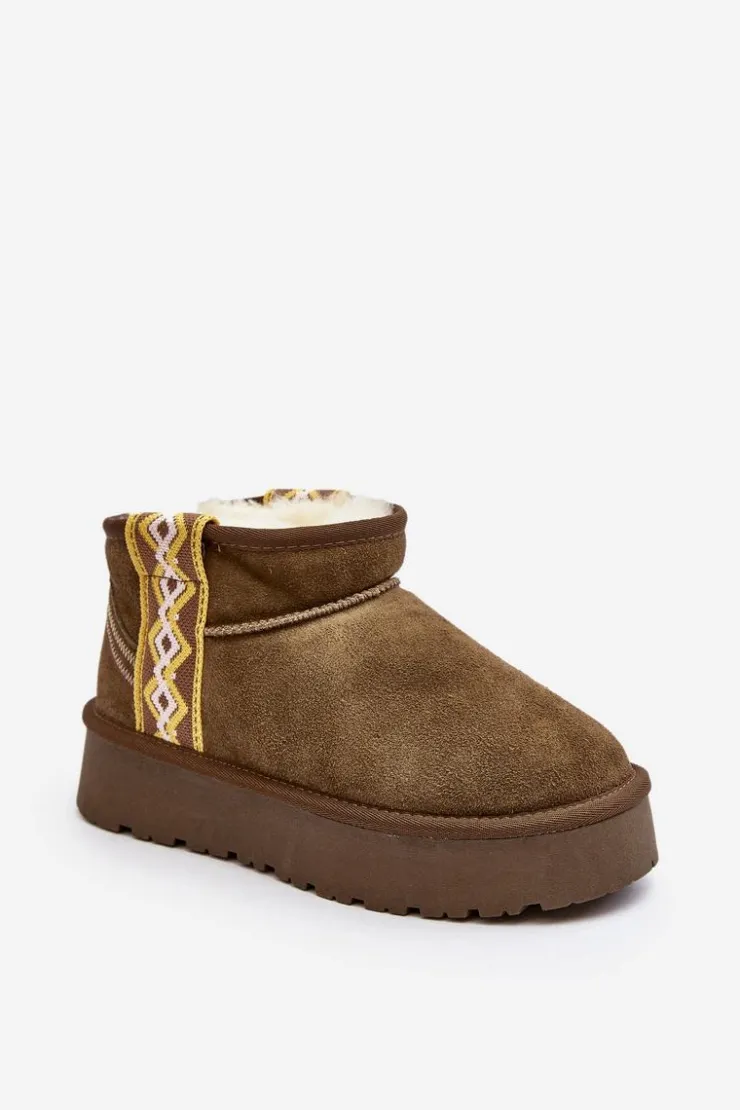 Damskie Boto Skórzane Zamszowe Śniegowce Damskie Zielone Vebissat