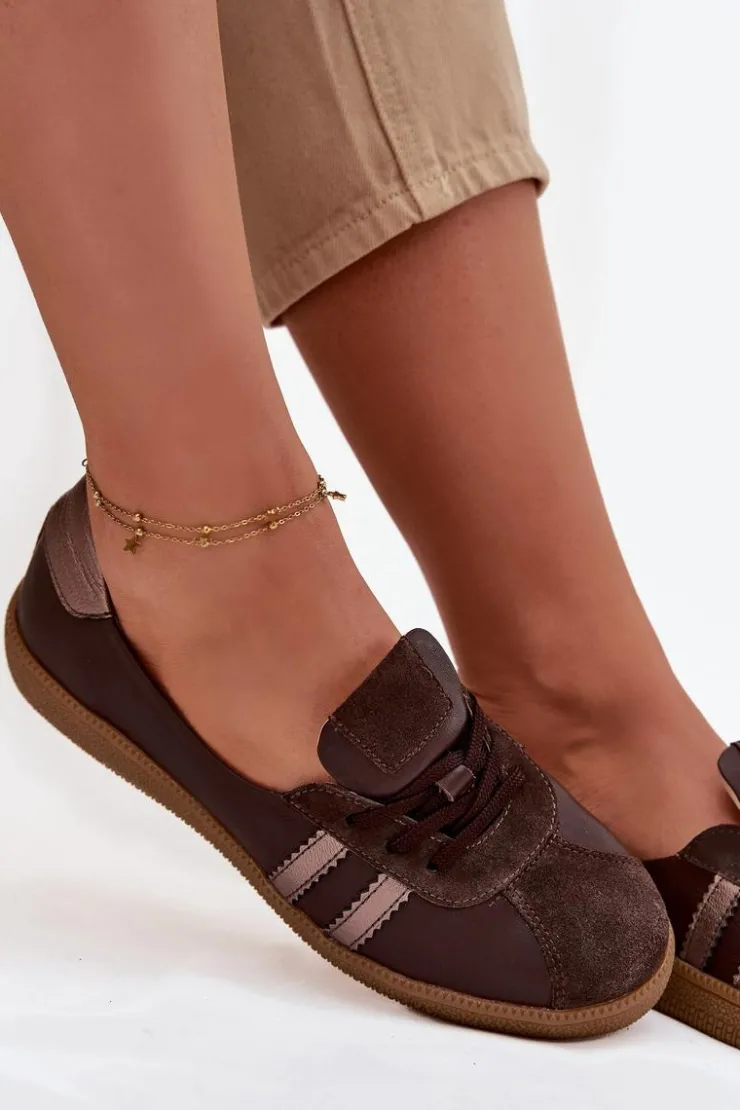 Zazoo Półbuty Skórzane|Barefoot*Skórzane Zamszowe Półbuty Damskie Typu Barefoot N1341 Czekoladowe Brązowy
