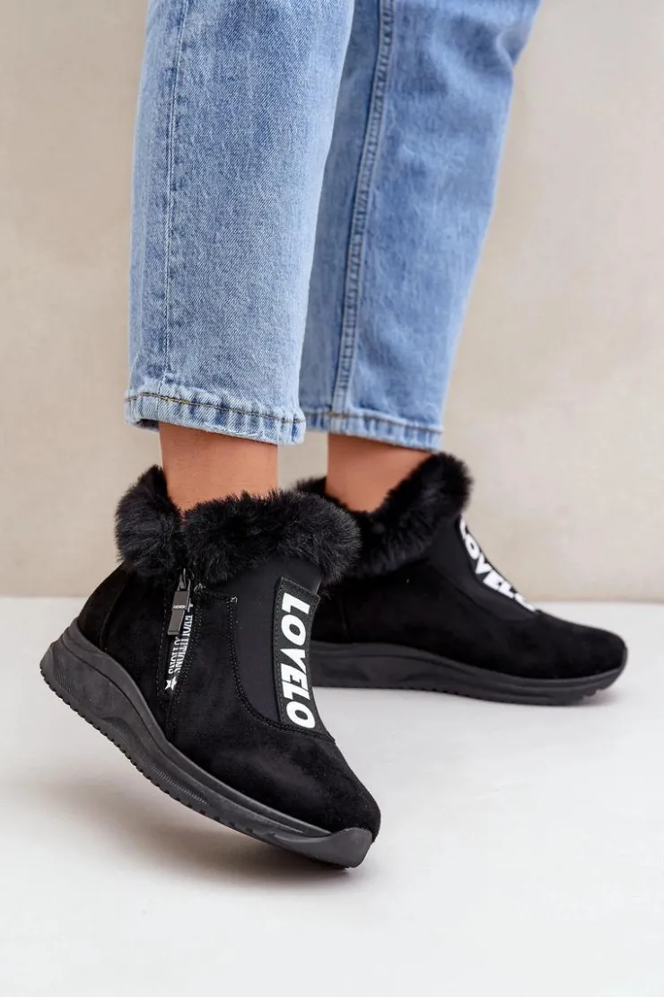 Boto Sneakersy Damskie|Botki Sznurowane*Sneakersy Botki Damskie Z Futerkiem Czarne Zeriana Czarny