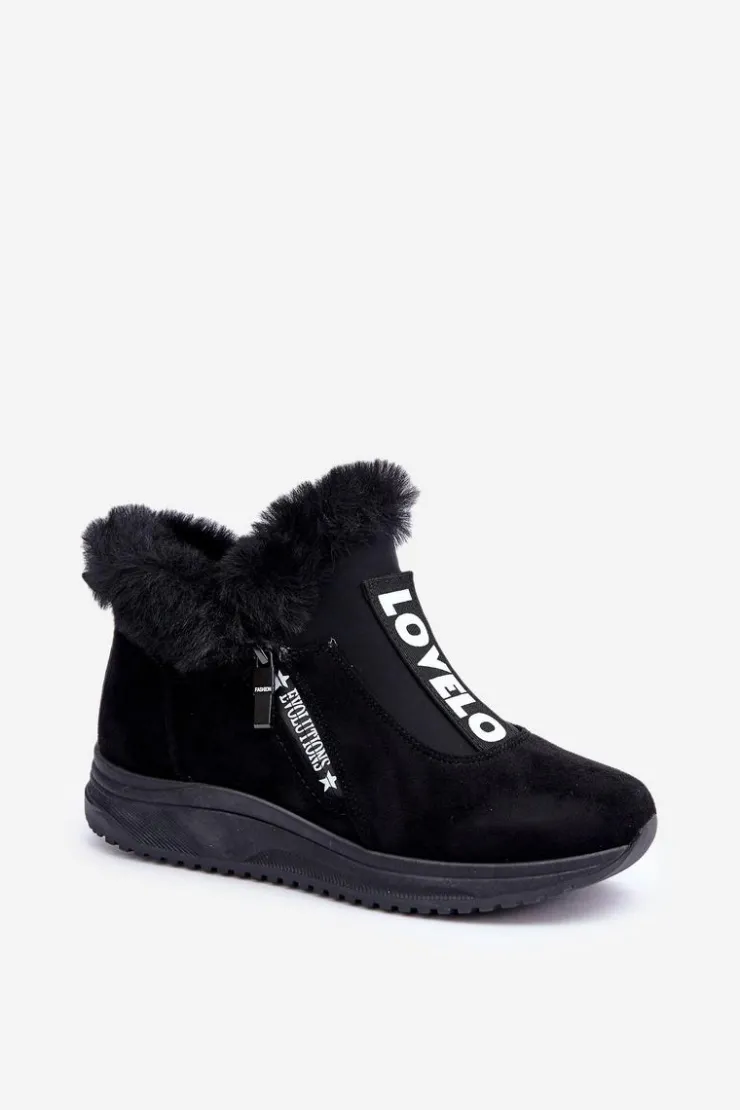 Boto Sneakersy Damskie|Botki Sznurowane*Sneakersy Botki Damskie Z Futerkiem Czarne Zeriana Czarny