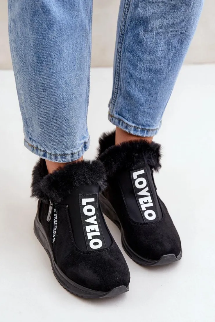 Boto Sneakersy Damskie|Botki Sznurowane*Sneakersy Botki Damskie Z Futerkiem Czarne Zeriana Czarny