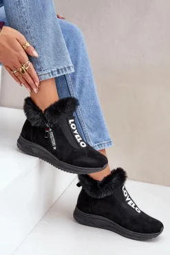 Boto Sneakersy Damskie|Botki Sznurowane*Sneakersy Botki Damskie Z Futerkiem Czarne Zeriana Czarny