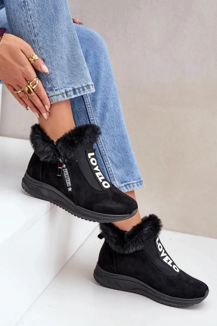 Boto Sneakersy Damskie|Botki Sznurowane*Sneakersy Botki Damskie Z Futerkiem Czarne Zeriana Czarny