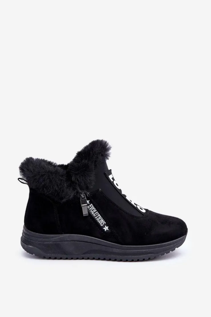 Boto Sneakersy Damskie|Botki Sznurowane*Sneakersy Botki Damskie Z Futerkiem Czarne Zeriana Czarny