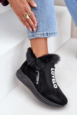 Boto Sneakersy Damskie|Botki Sznurowane*Sneakersy Botki Damskie Z Futerkiem Czarne Zeriana Czarny