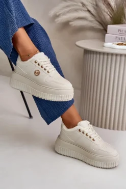 Damskie Boto Sneakersy Buty Sportowe Damskie Ocieplane Na Masywnej Podeszwie Beżowe Verissha